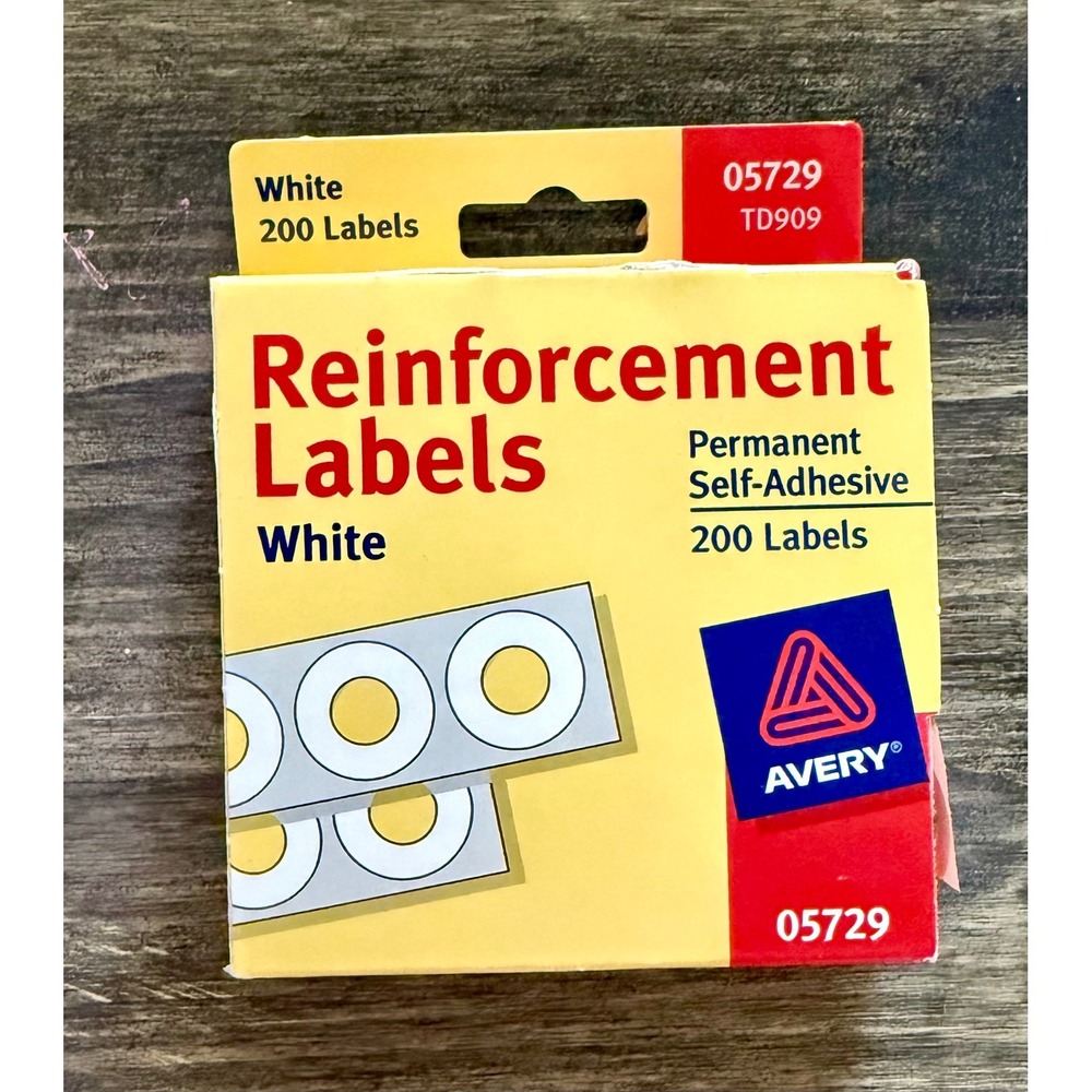 Avery Reinforcement Labels 05729 White 200ct Good Vintage 90s Permanent Adhesive